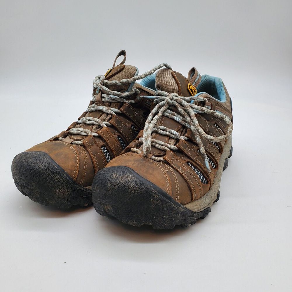 Keen Women's Voyageur Low Top Brown Leather Lace Vented Hiking Boots  Sz 6.5